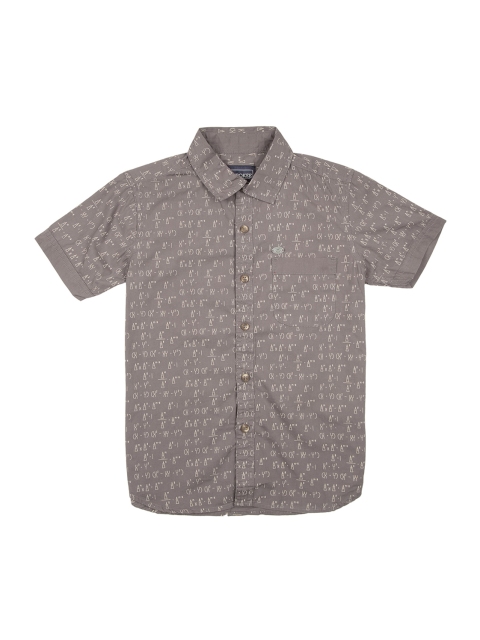 

Cherokee Boys Taupe Regular Fit Printed Casual Shirt
