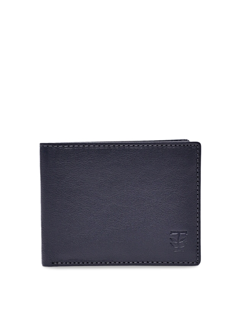 

TRENDERS Men Blue Solid Leather Two Fold Wallet
