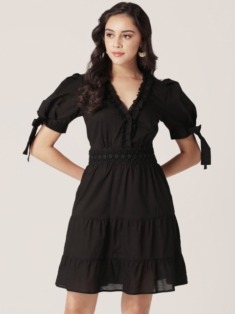 

DIVA WALK EXCLUSIVE Women Black Solid A-Line Dress
