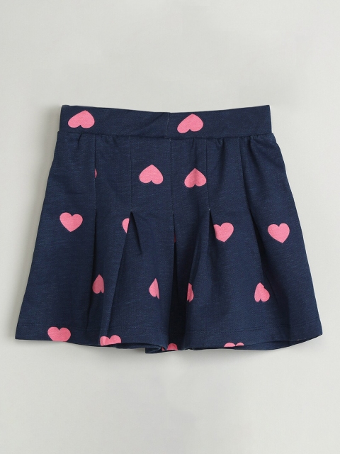 

max Girls Blue & Pink Printed Pleated A-Line Skirt