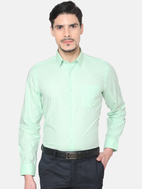 

J Hampstead Men Green Slim Fit Printed Formal Shirt