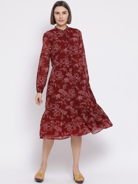 

Oxolloxo Women Brown Printed A-Line Dress