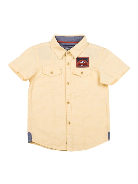 

Cherokee Boys Yellow Regular Fit Solid Casual Shirt