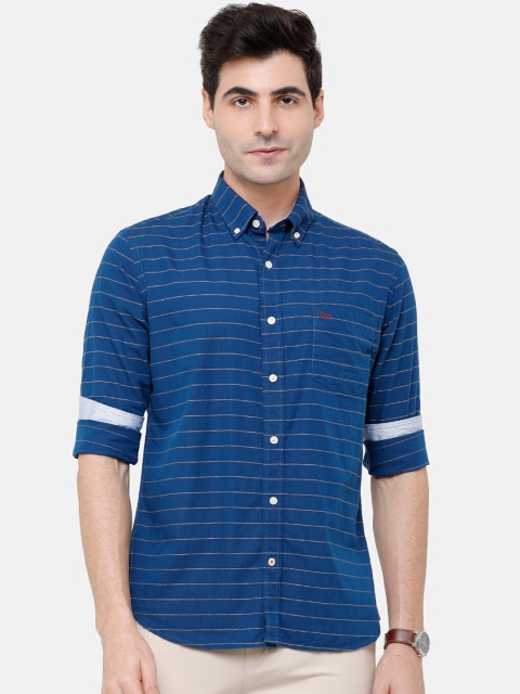 

Double Two Men Blue Comfort Slim Fit Striped Casual Shirt