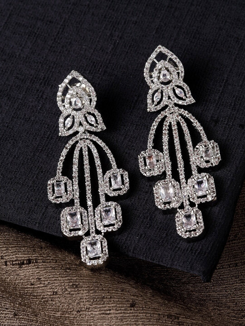 

Bhana Fashion Silver-Plated AD Classic Drop Earrings