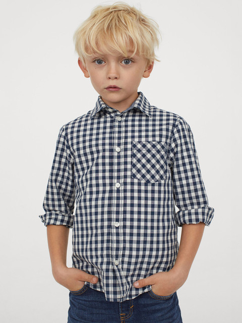 

H&M Boys Blue & White Checked Cotton Shirt