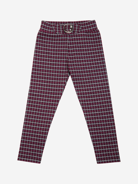 

VITAMINS Girls Pink & Black Checked Skinny-Fit Treggings