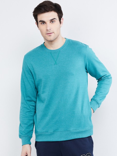 

max Men Teal Blue Solid Sweatshirt