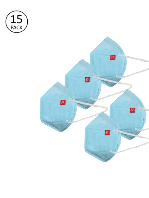 

Swiss Design Unisex Pack Of 15 5-Ply Reusable Anti-Pollution Cloth Masks, Blue