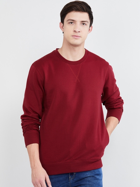 

max Men Red Solid Sweatshirt