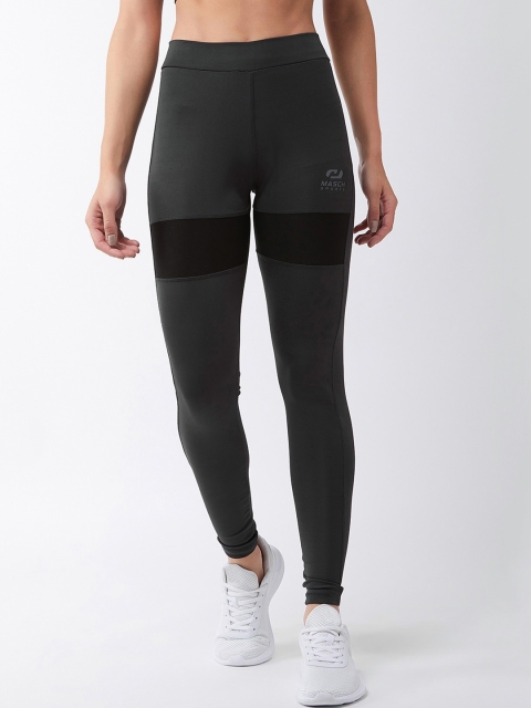 

Masch Sports Women Grey & Black Colourblocked Rapid Dry Tights