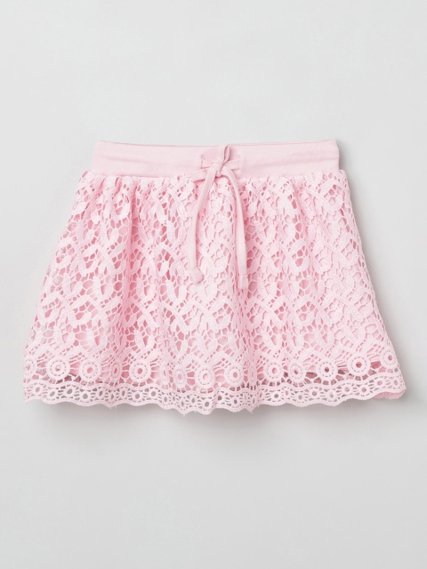 

max Girls Pink Self-Design A-Line Pure Cotton Skirt
