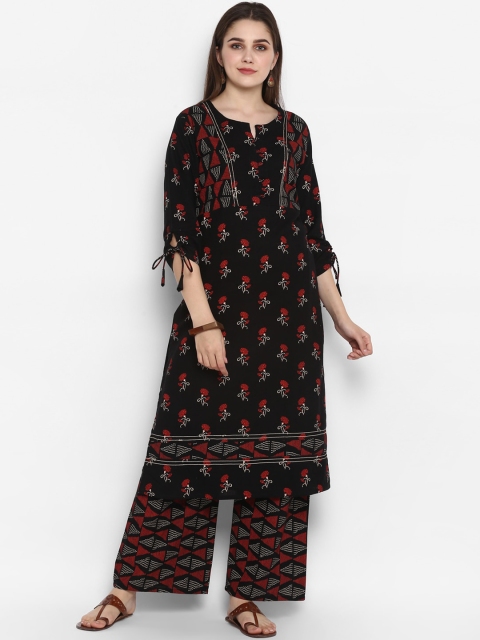 

ZOEYAMS Women Black Printed Kurta with Palazzos