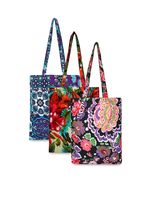 Anekaant Pack of 3 Multicoloured Printed Tote Bags, Multi