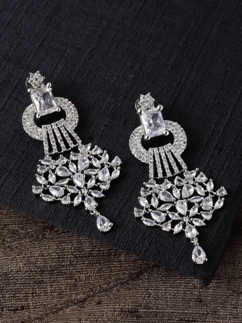 

Bhana Fashion Silver-Plated Contemporary Drop Earrings