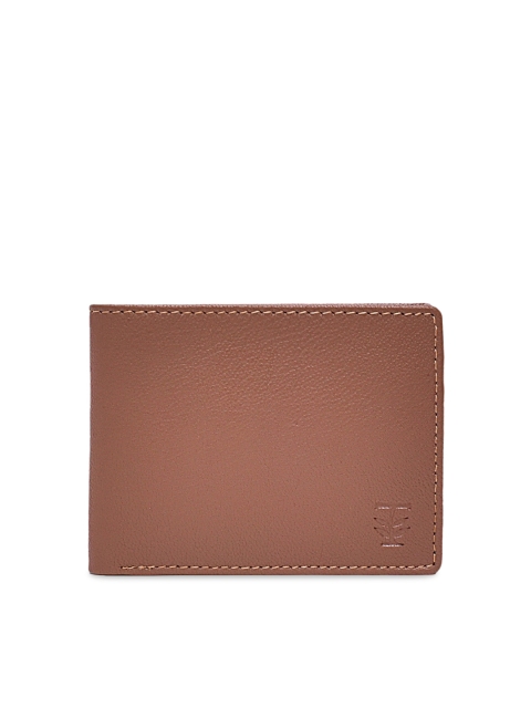 

TRENDERS Men Tan Brown Solid Leather Two Fold Wallet
