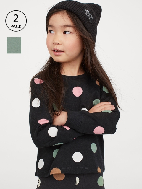 

H&M Girls 2-pack Cotton Sweatshirts, Black