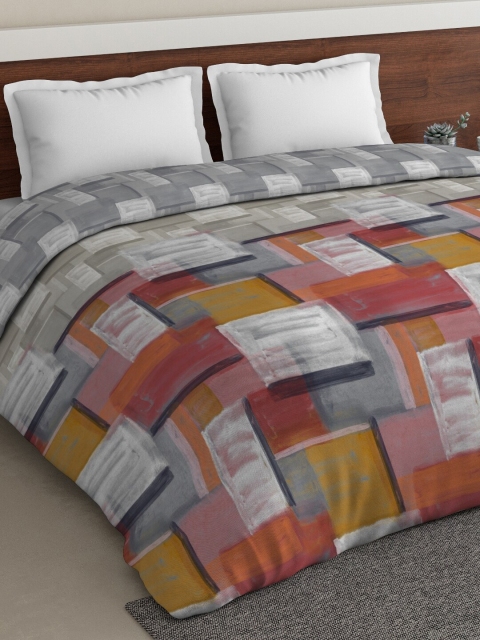 

DDecor Grey & Red Geometric Double Queen Bed Duvet Cover