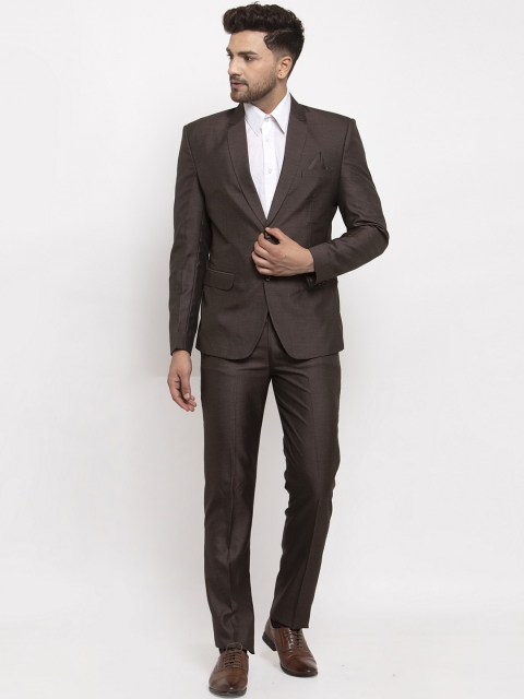 

KLOTTHE Men Brown Solid Slim-Fit Single-Breasted Party Suit