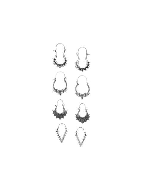 

INDYA Set of 4 Silver-Plated Contemporary Hoop Earrings