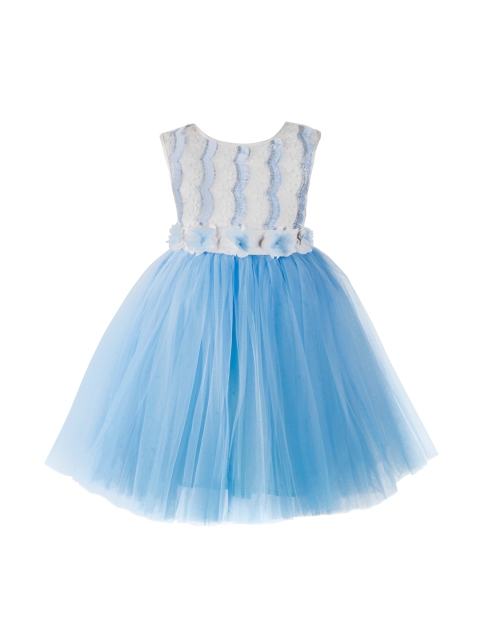

Toy Balloon kids Girls Blue Self Design Fit and Flare Dress