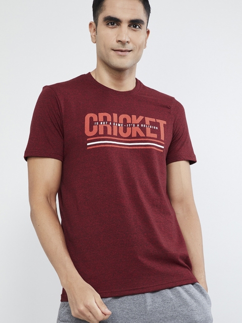 max Men Red Solid Round Neck T-shirt