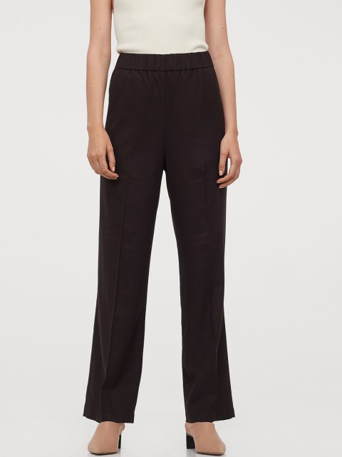 

H&M Women Black Wide Pull-On Trousers