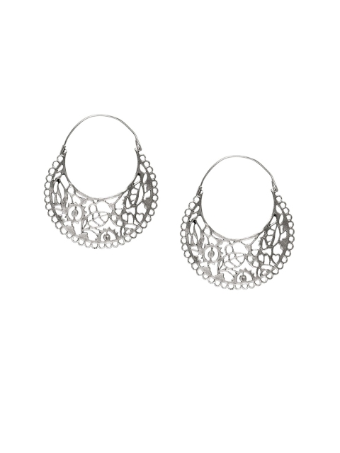 

INDYA Silver-Toned Oxidised Crescent Shaped Chandbalis