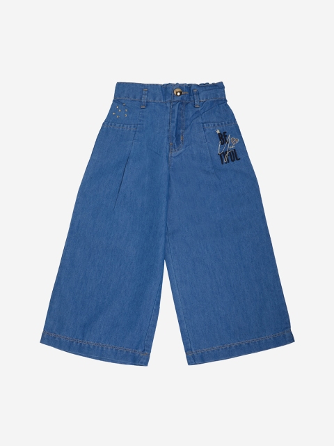 

VITAMINS Girls Blue Wide Leg Mid-Rise Clean Look Jeans