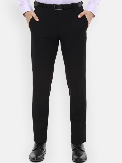 

Van Heusen Men Black Slim Fit Solid Formal Trousers