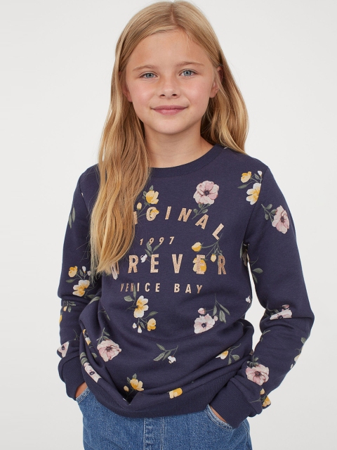 

H&M Girls Blue Printed Sweatshirt