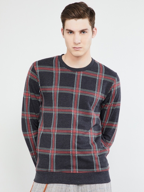 

max Men Black & Red Checked Sweatshirt