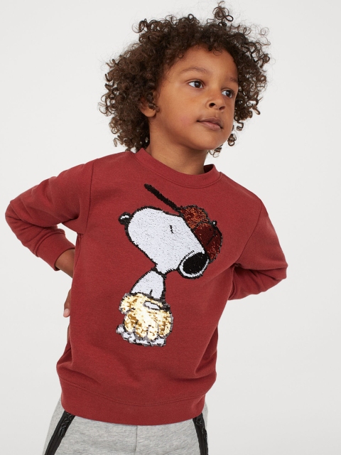 

H&M Boys Red Printed Sequin-Motif Top