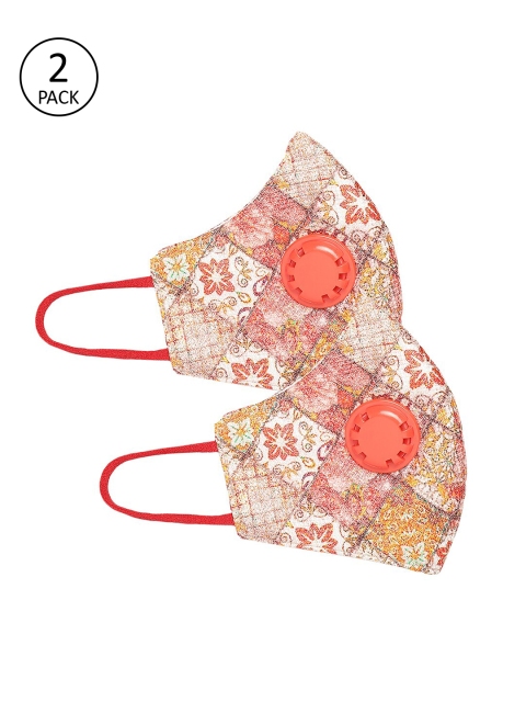 

LUXURAZI Men Pack of 2 Pcs Orange Reusable 5-Ply Protective Outdoor Masks With Valve