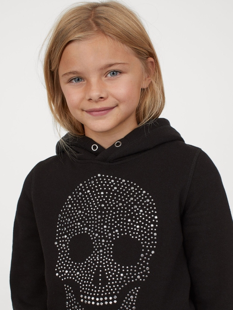 

H&M Girls Black Motif Detail Hoodie