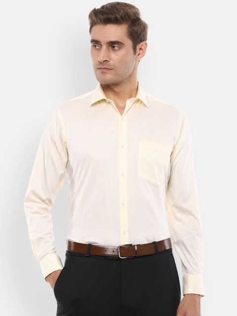 Van Heusen Men Cream-Coloured Regular Fit Solid Formal Shirt