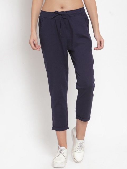 

Global Republic Women Navy Blue Regular Fit Solid Regular Trousers