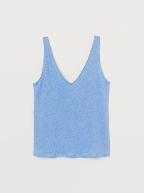 

H&M Women Blue Linen Vest Top