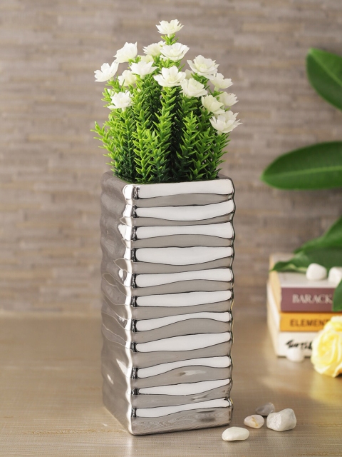 

TIED RIBBONS Silver-Toned Textured Ceramic Flower Vase
