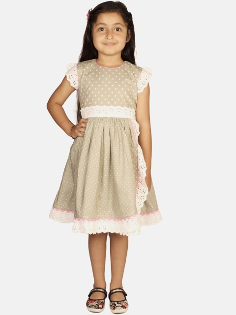 

RIBBON CANDY Girls Taupe Printed Fit and Flare Dress