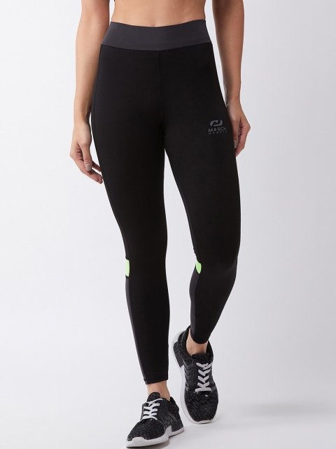 

Masch Sports Women Black & Grey Colourblocked Rapid Dry Tights
