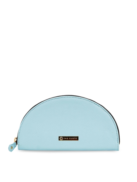 

THE GUSTO Women Turquoise Blue Solid Zip Around Wallet