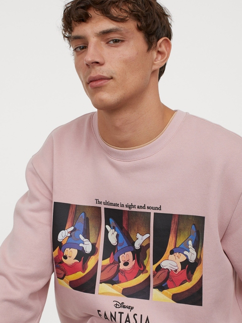 

H&M Men Pink Printed Sweatshirt
