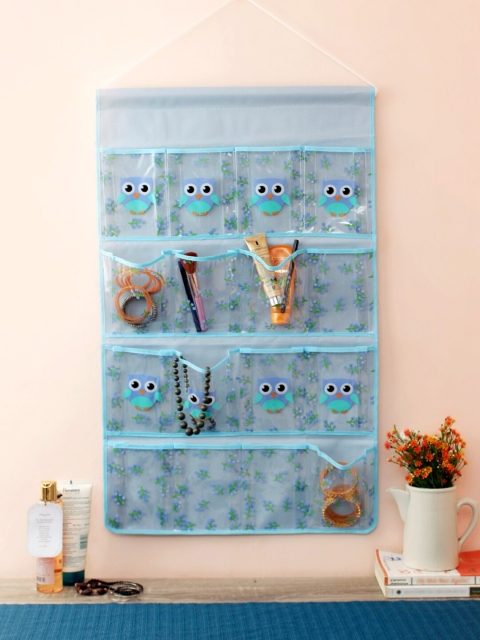 

Cortina Blue Printed Multi-Utility Wall Hanging Organiser
