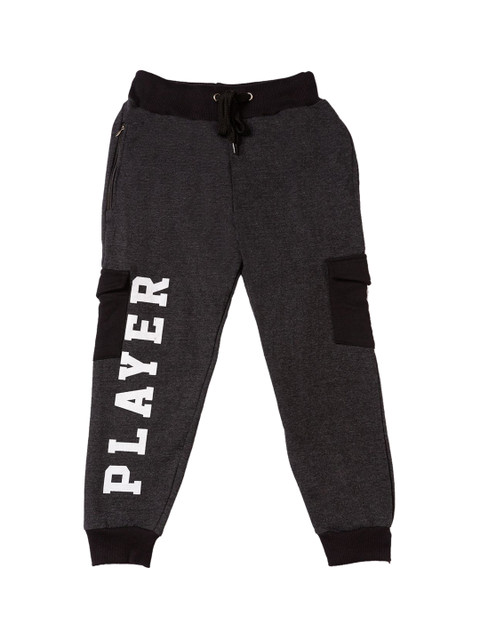 

RAINE AND JAINE Boys Charcoal Grey & White Printed Joggers