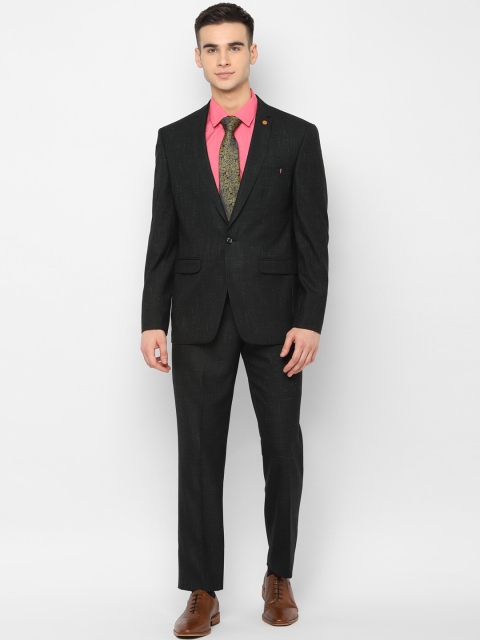 

Allen Solly Men Green Self-Design Slim-Fit Single-Breasted Formal Suit