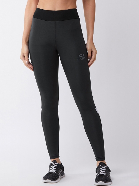 

Masch Sports Women Grey & Black Colourblocked Rapid Dry Tights