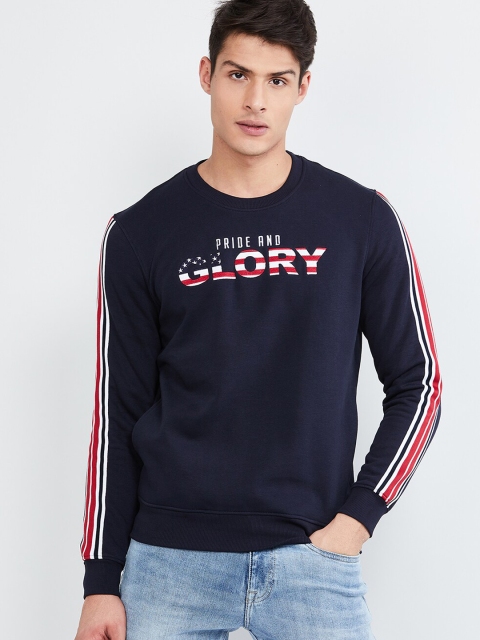 

max Men Blue Printed Sweatshirt