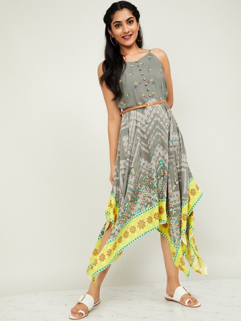 

Melange by Lifestyle Women Grey Printed A-Line Dress