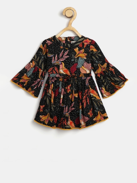 

Bella Moda Girls Black Printed Fit and Flare Dress